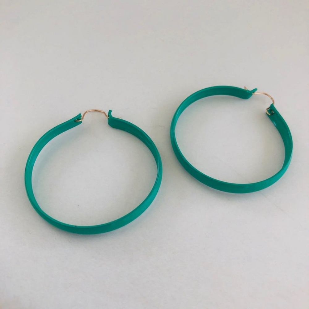 Vintage Emerald Mod Enamel Hoops